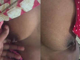 Desi Tamil aunty's boobs press on her boyfriend in a steamy video