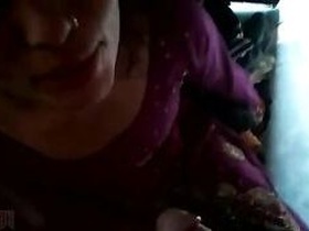 Indian wife prepares for sex with her partner in MMS