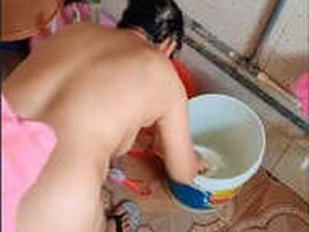 Part 2 of secretly recording a Desi bhabhi's bath time