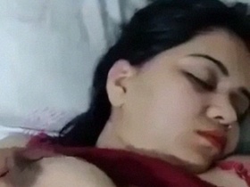 Devar fondles Bhabhi's big boobs while she pretends to be asleep