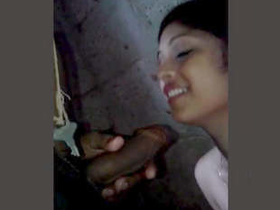 Cute cam girl sucks her husband's cock in the bathroom