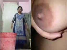 Bhabhi's solo bathroom shower with her perky tits on full display