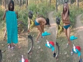 Desi girl gets naked in the wild in amateur video