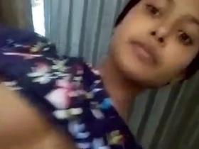 Cute Indian girl shows off her big tits and masturbates