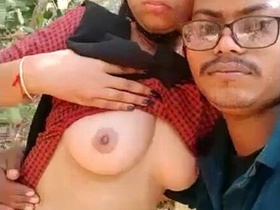 Outdoor fun with big boobs and tit sucking