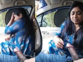 Mallu woman gives a hot blowjob in a moving car