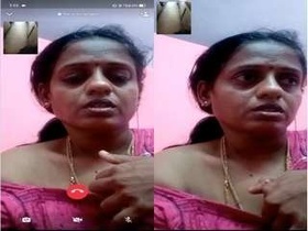 Desi girl with big boobs gets naughty on video call