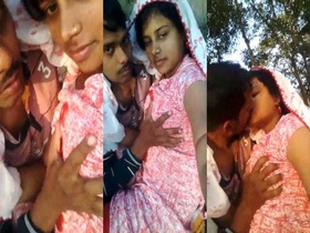 Busty Indian girl's outdoor sex MMS with big boobs exposed