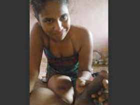 Tamil beauty gives a handjob and blowjob