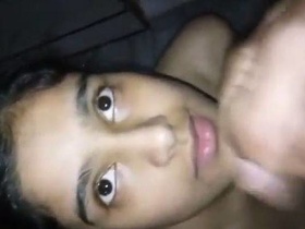 College girl sucks cock and gets facial